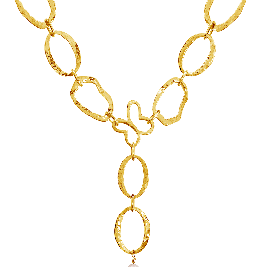 Collar Mujer Plata 925 Liberty Eslabones Mariposa Perla Dorado - Tanya Moss