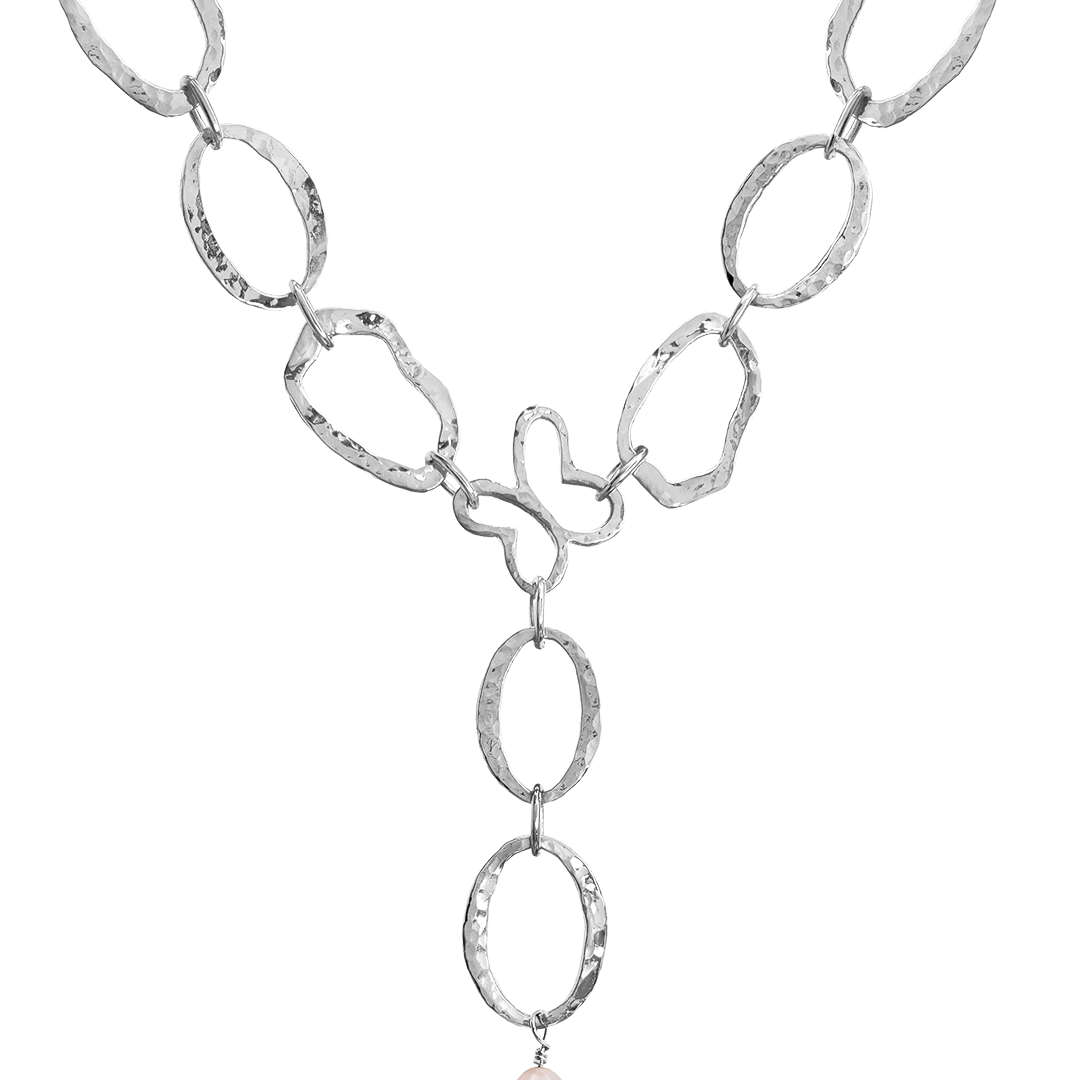 Collar Mujer Plata 925 Liberty Eslabones Mariposa Perla - Tanya Moss