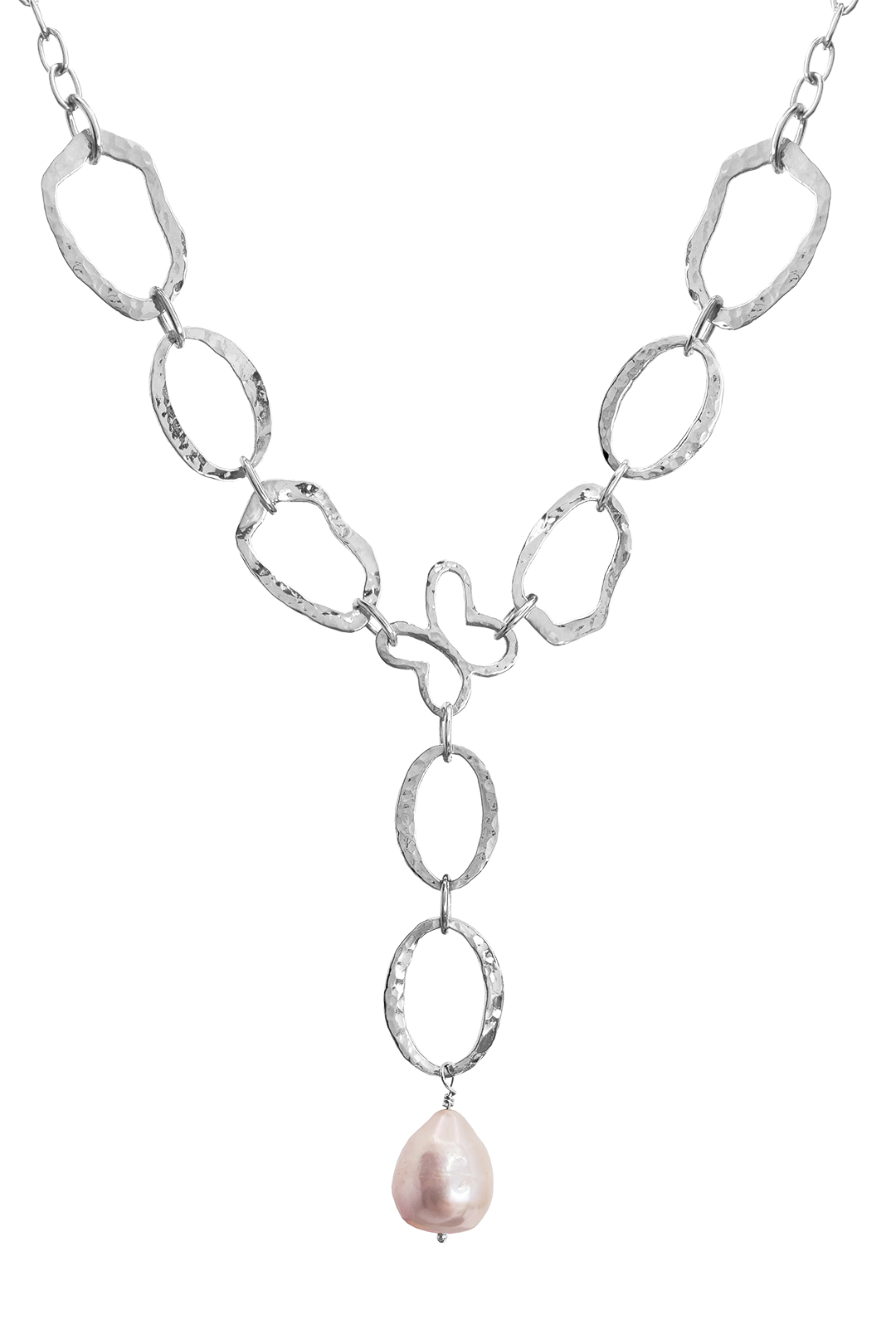 Collar Mujer Plata 925 Liberty Eslabones Mariposa Perla - Tanya Moss