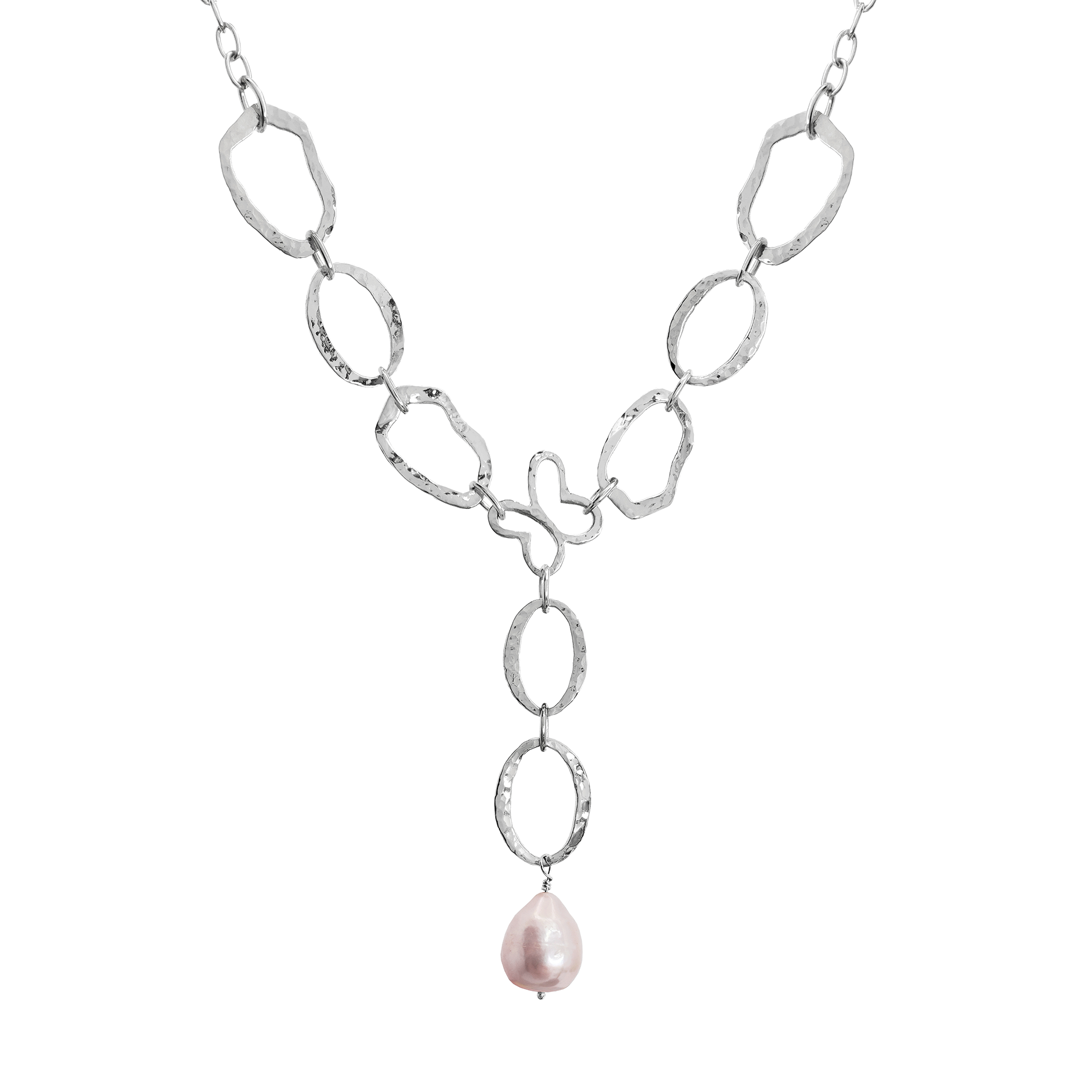 Collar Mujer Plata 925 Liberty Eslabones Mariposa Perla