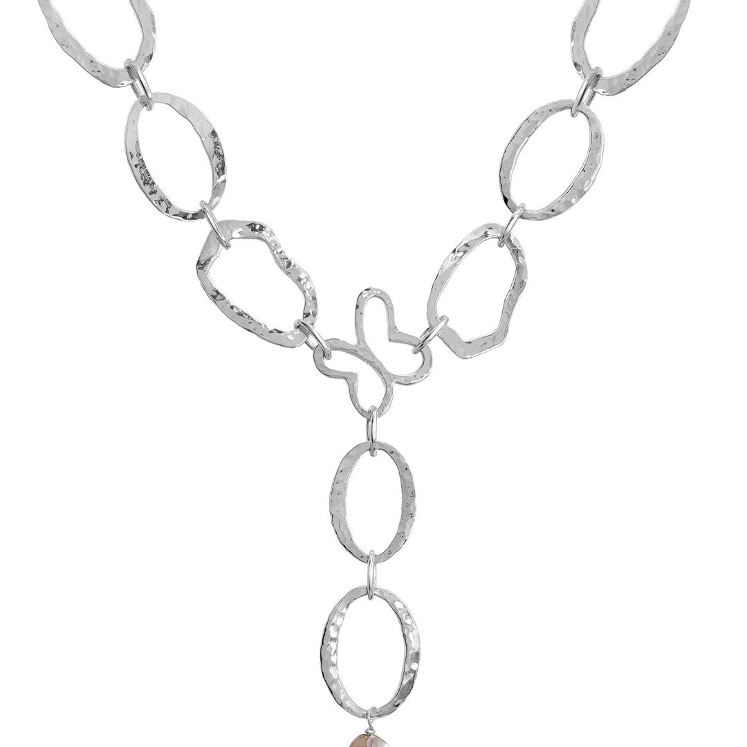 Collar Mujer Plata 925 Liberty Eslabones Mariposa Piedra - Tanya Moss