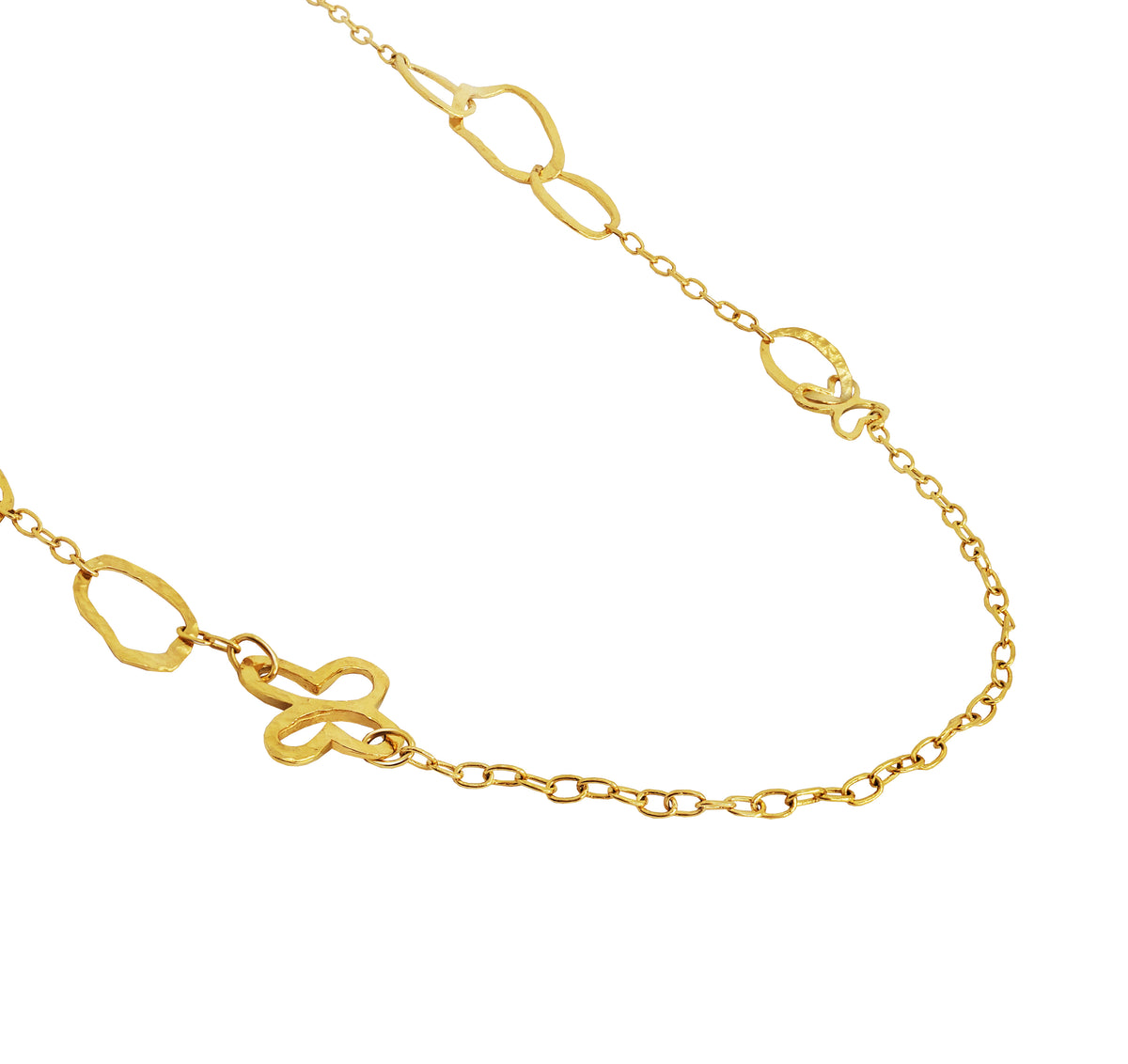 Collar Mujer Plata 925 Liberty Eslabones Mariposas XL Largo Dorado