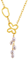 Collar Mujer Plata 925 Liberty Lariat Eslabones Mariposa Perlas Dorado - Tanya Moss