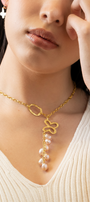 Collar Mujer Plata 925 Liberty Lariat Eslabones Mariposa Perlas Dorado - Tanya Moss