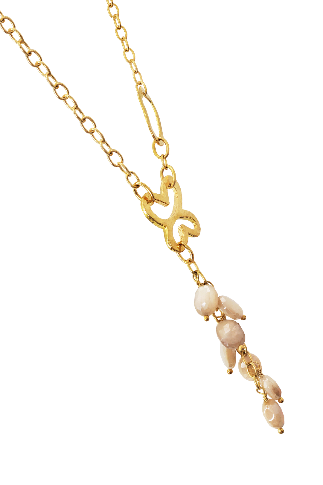 Collar Mujer Plata 925 Liberty Lariat Eslabones Mariposa Piedras Dorado - Tanya Moss