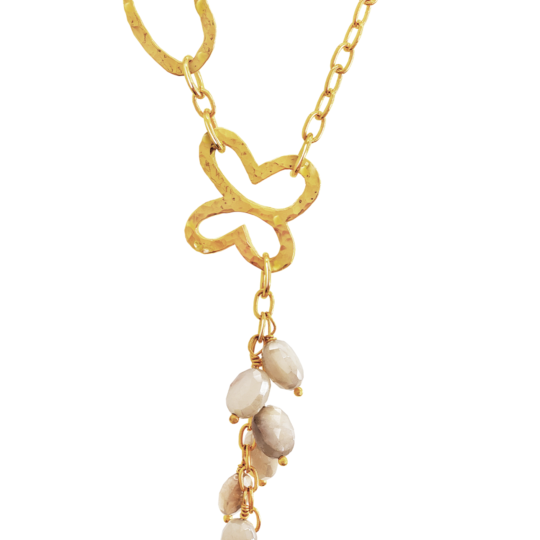 Collar Mujer Plata 925 Liberty Lariat Eslabones Mariposa Piedras Dorado - Tanya Moss