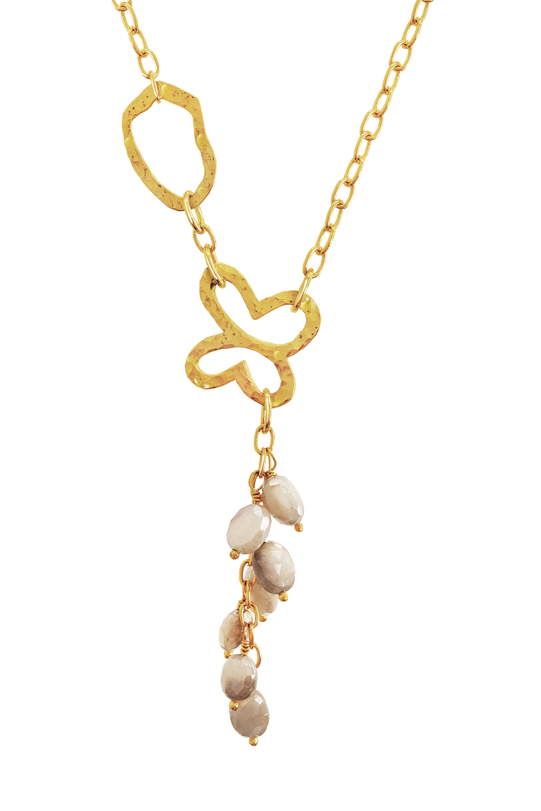 Collar Mujer Plata 925 Liberty Lariat Eslabones Mariposa Piedras Dorado - Tanya Moss
