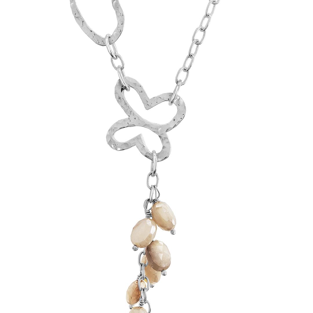 Collar Mujer Plata 925 Liberty Lariat Eslabones Mariposa Piedras - Tanya Moss