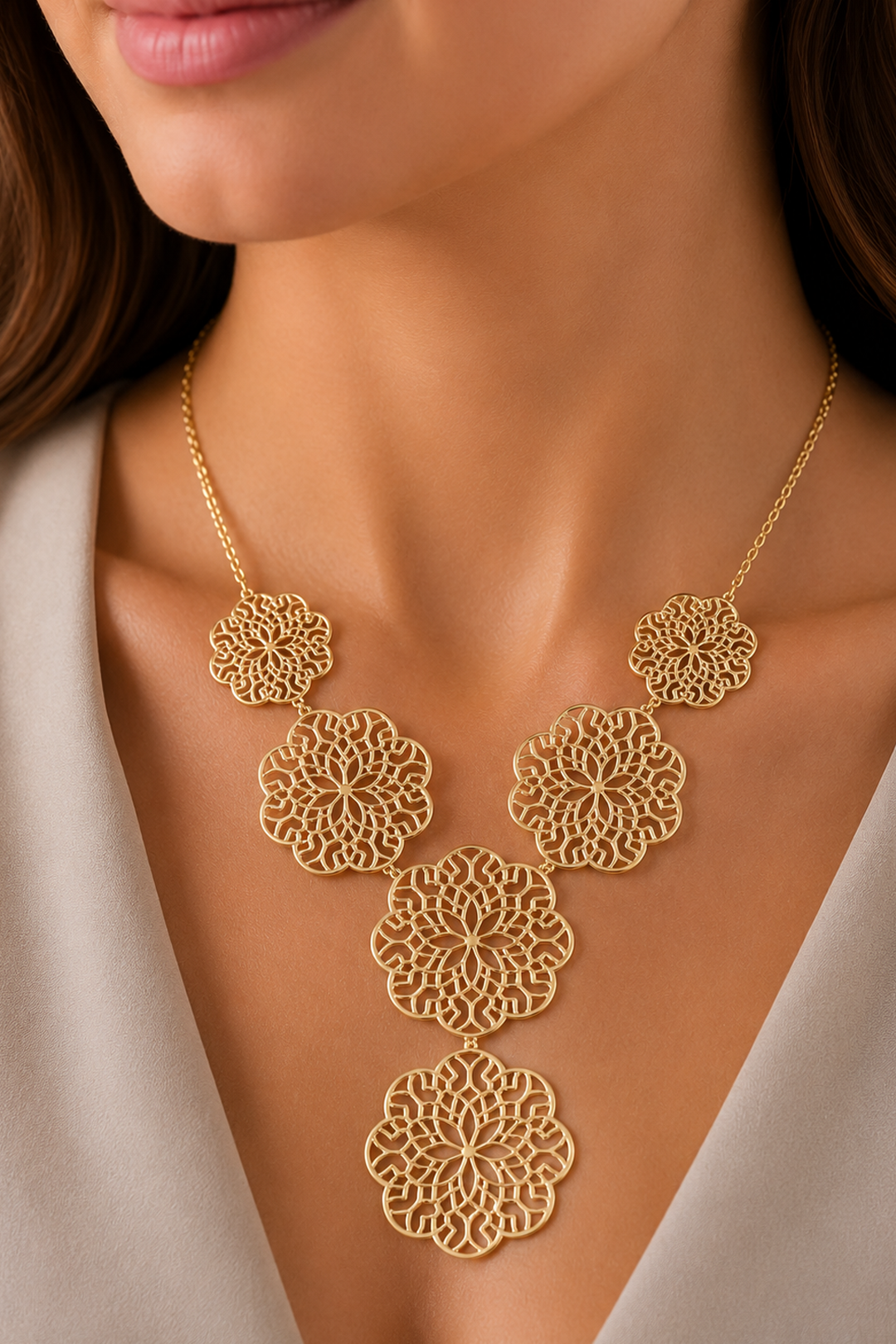 Collar Plata 925 Zen Geometría 6 Módulos Dorado