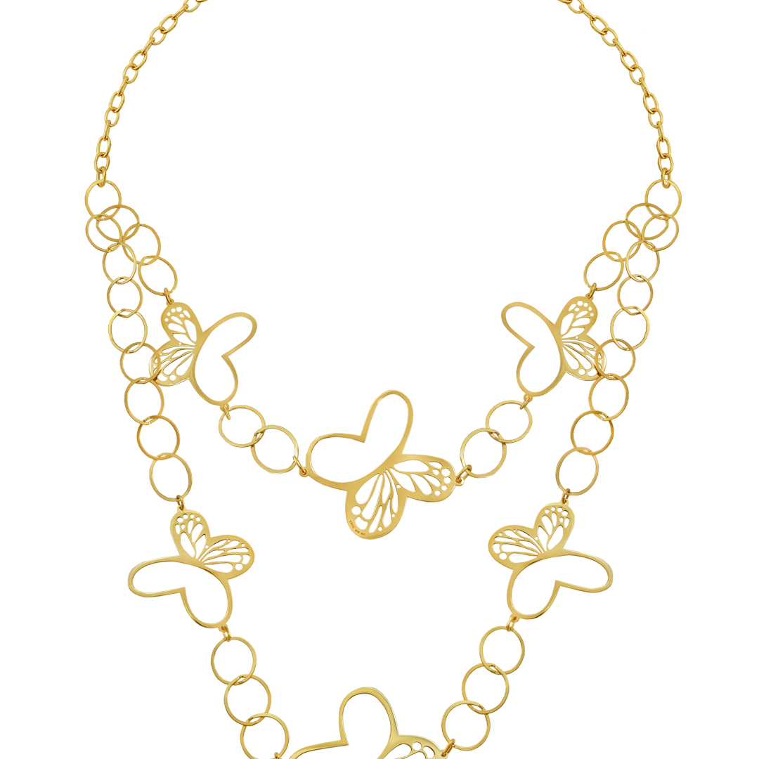 Collar Plata 925 Monarca Aros Doble Dorado - Tanya Moss
