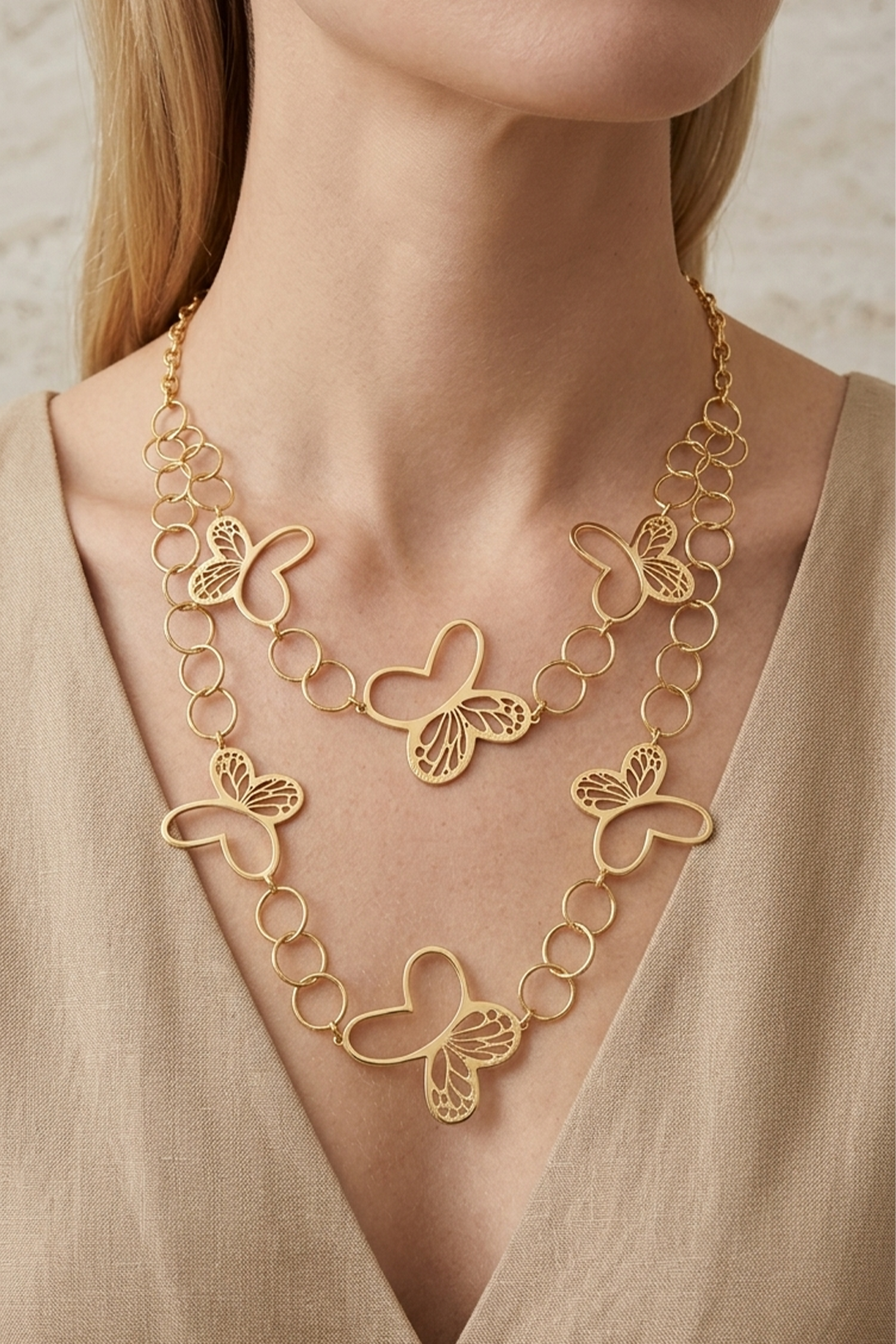 Collar Plata 925 Monarca Aros Doble Dorado