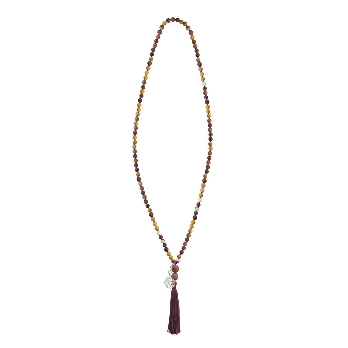 Collar Grande Mujer Plata 925 Japamala Mandala Mookaite