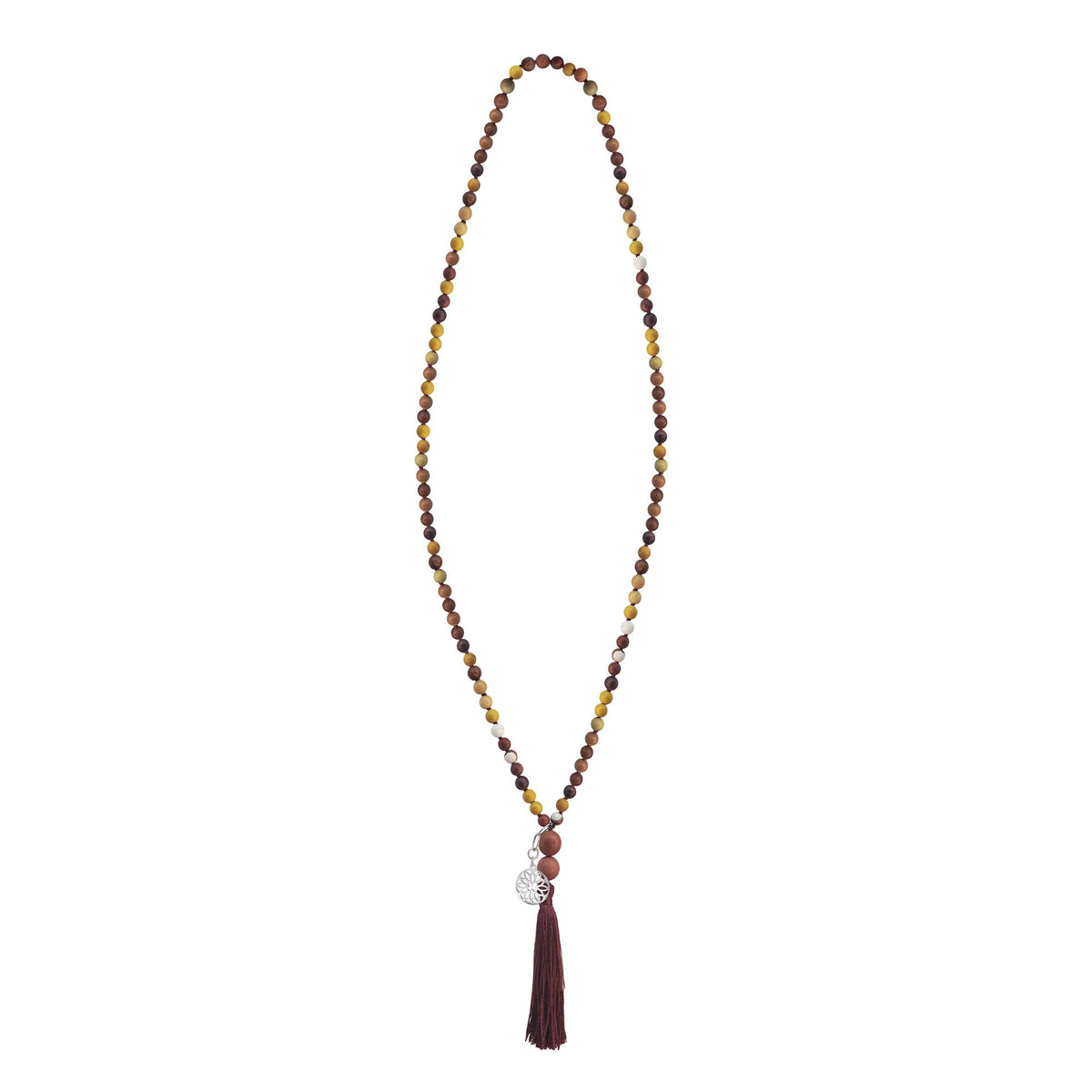 Collar Grande Mujer Plata 925 Japamala Trébol Jasper Mookaite Anamora Por Tanya Moss