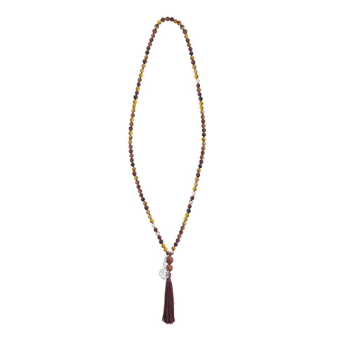 Collar Grande Mujer Plata 925 Japamala Trébol Jasper Mookaite Anamora Por Tanya Moss