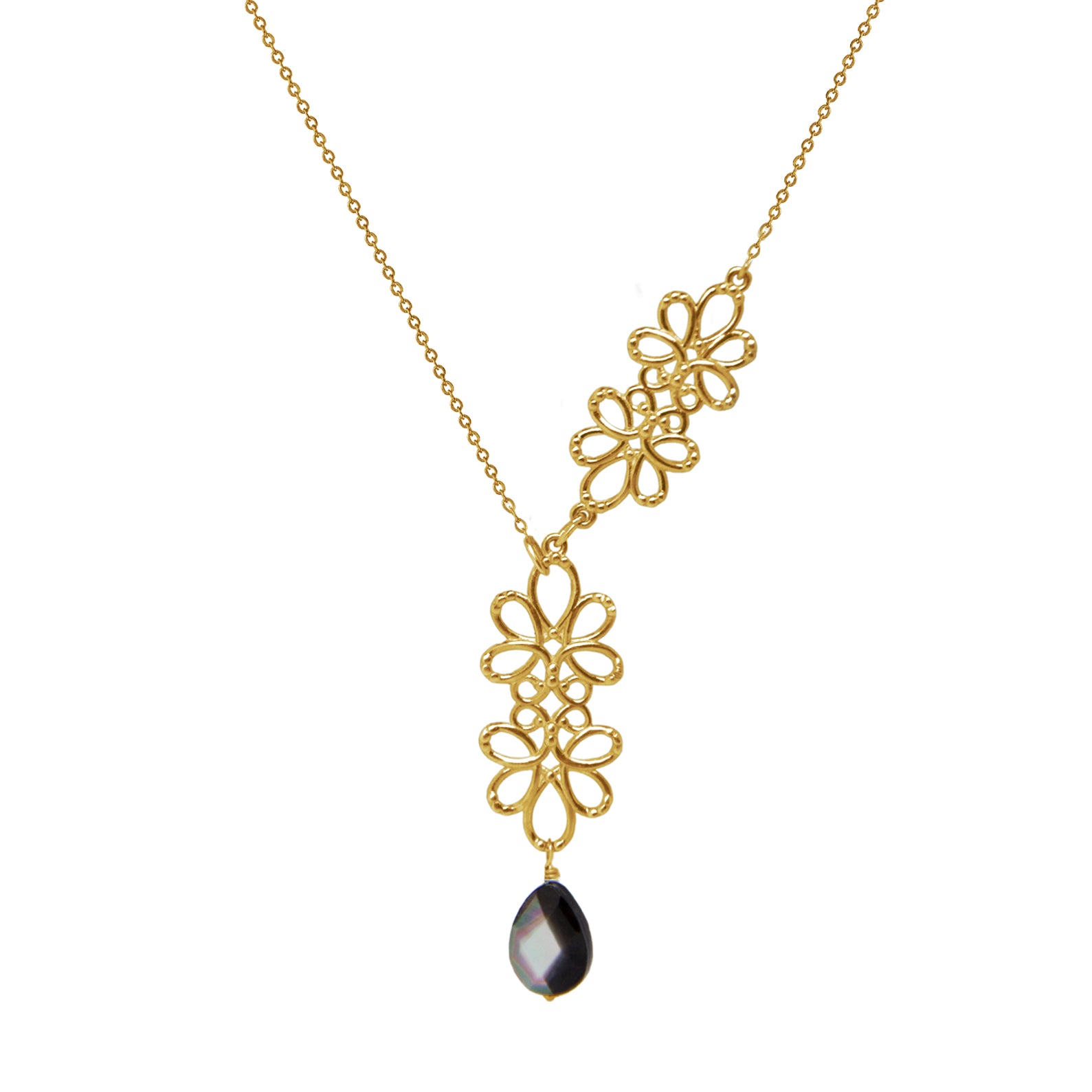 Collar Mujer Plata 925 Serenata Piedra Dorado - Tanya Moss