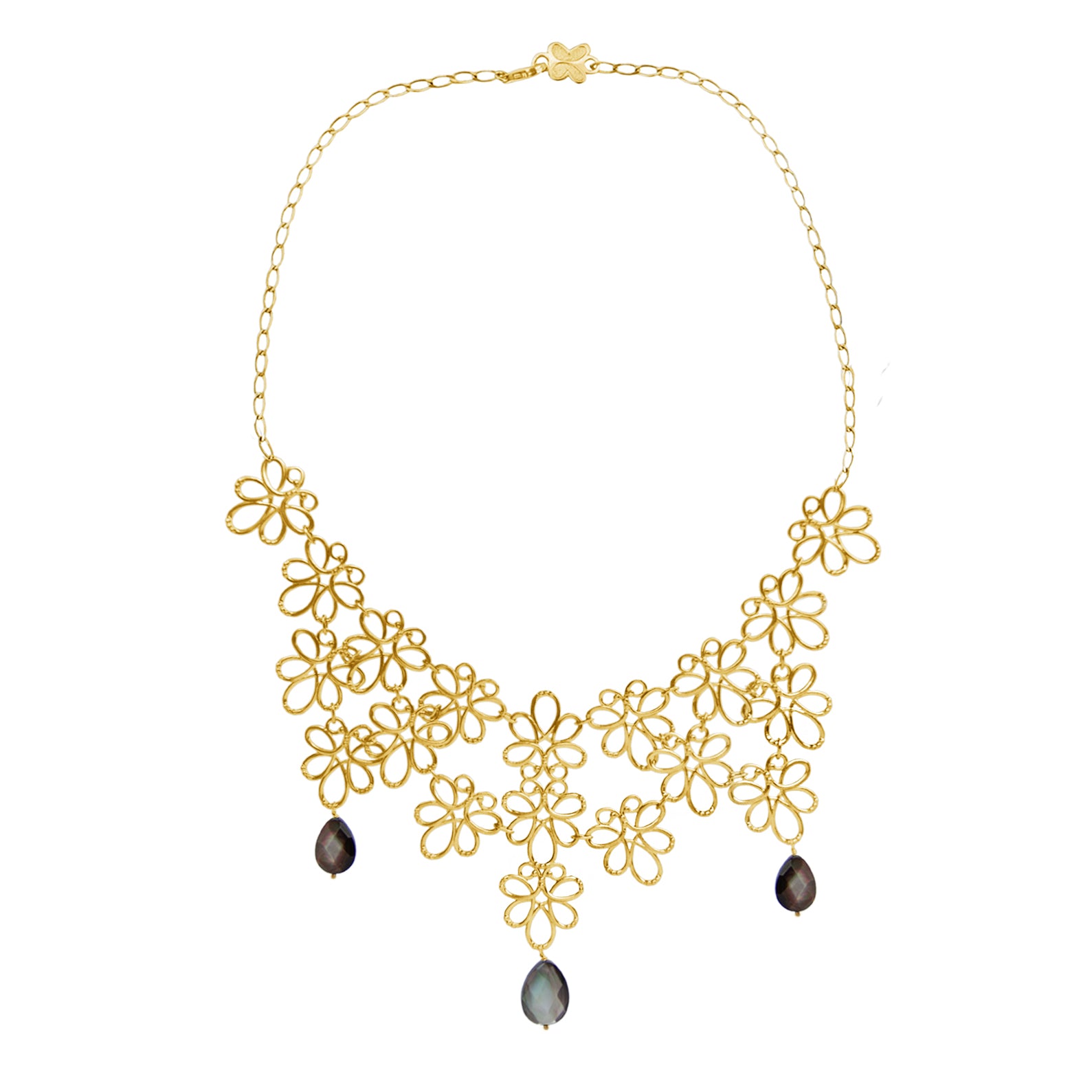 Collar Mujer Plata 925 Serenata Xl Piedras Dorado - Tanya Moss