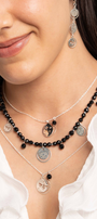 Collar Mujer Plata 925 Magia 3 Charms Lunas Agata Negra - Tanya Moss