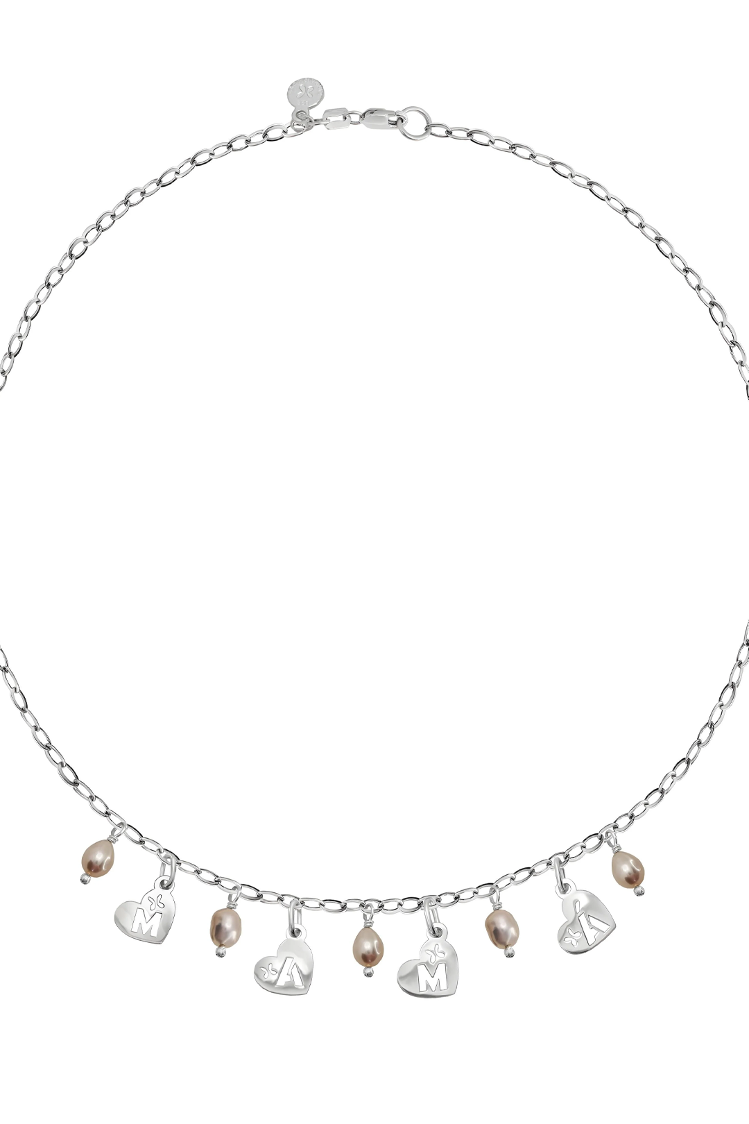 Collar Plata 925 Mamá con Perlas Rosas