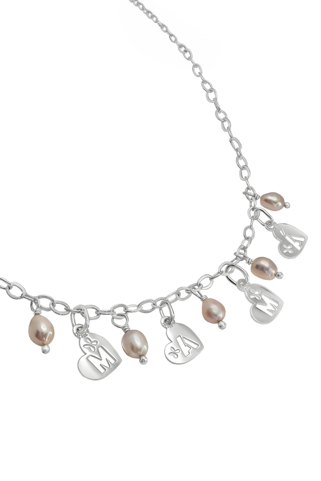 Collar Plata 925 Mamá con Perlas Rosas
