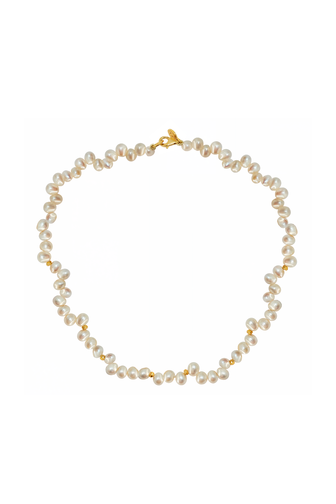 Collar Plata 925 Perlas 2026 Perla Blanca Despeinada con Pirita Dorada