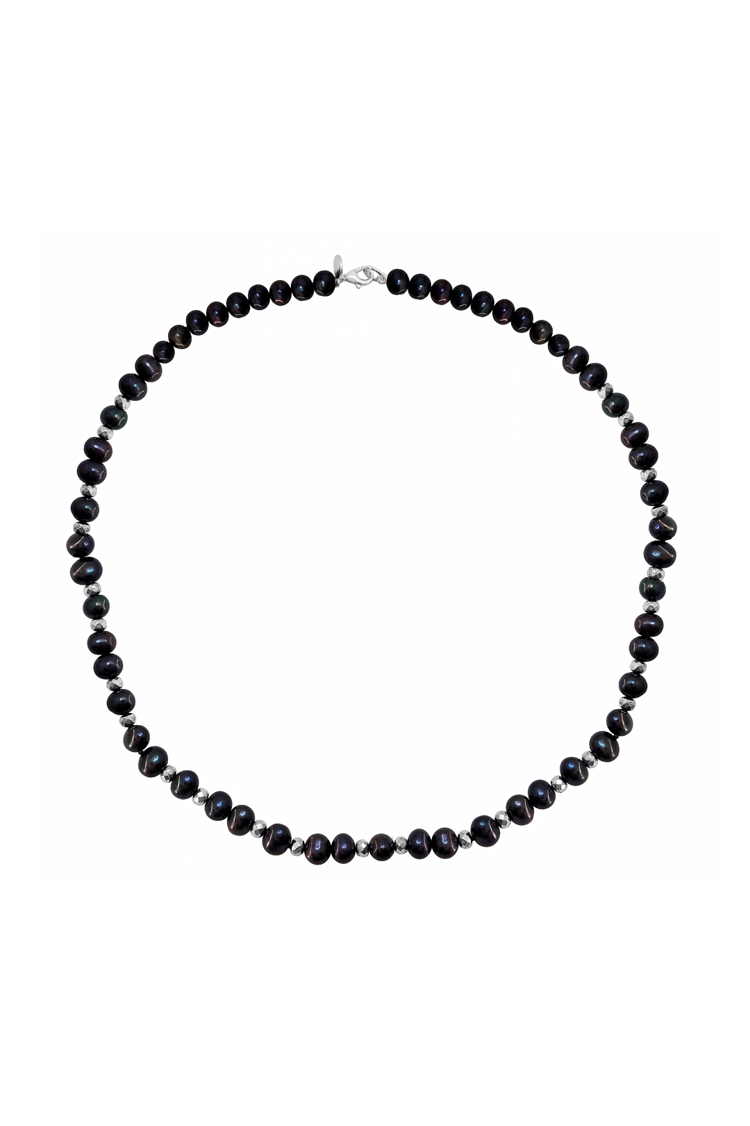 Collar Plata 925 Perlas 2026 Perlas Moradas con Hematita Plata