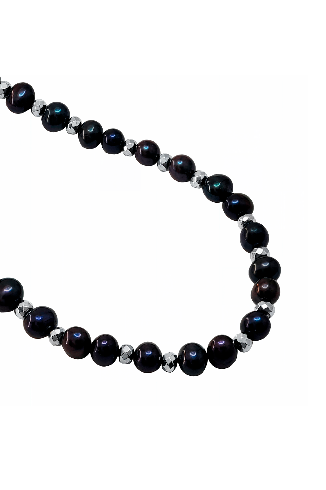 Collar Plata 925 Perlas 2026 Perlas Moradas con Hematita Plata