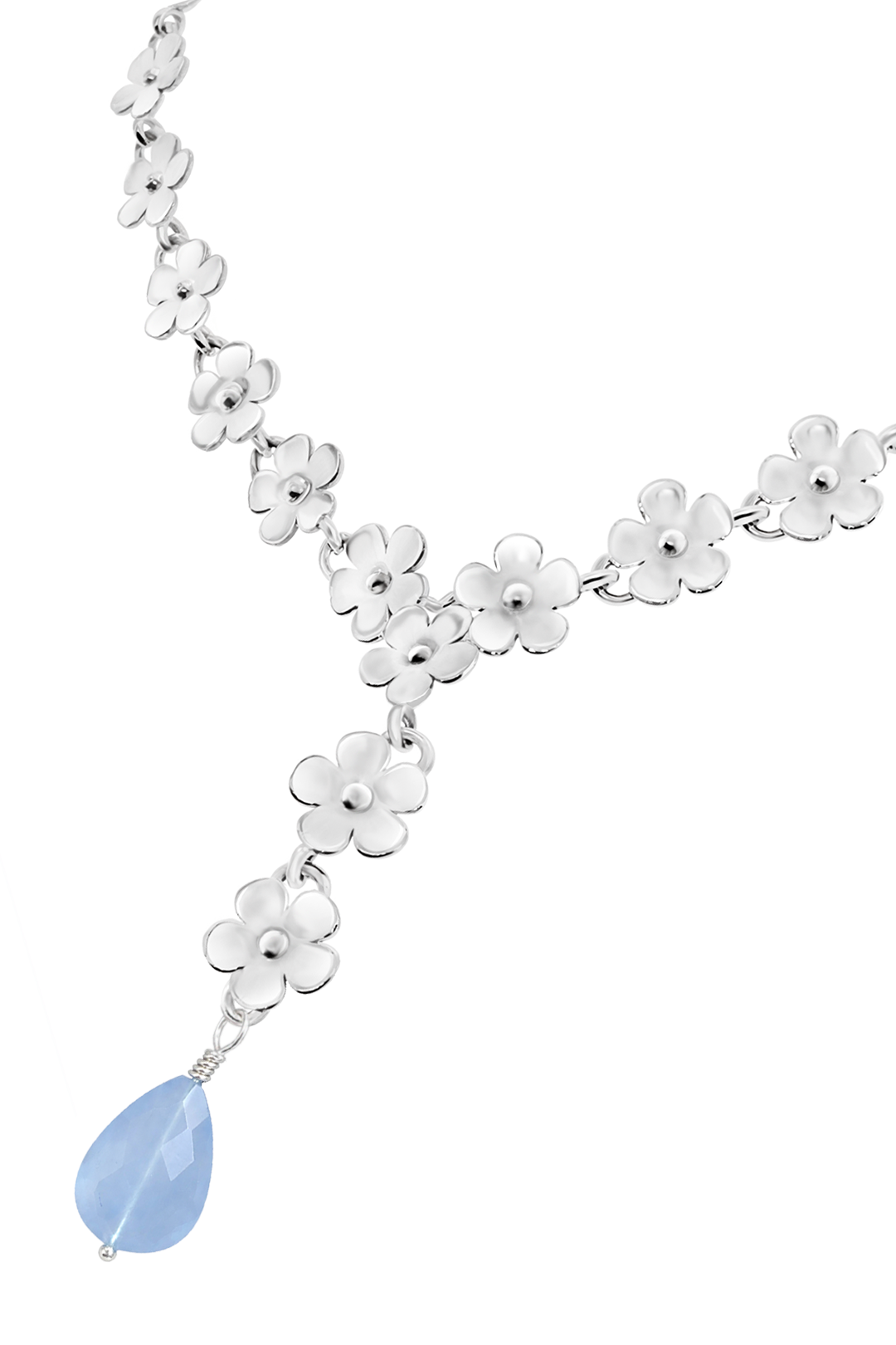 Lariat Plata 925 Linda Flores con Cuarzo Azul - Tanya Moss