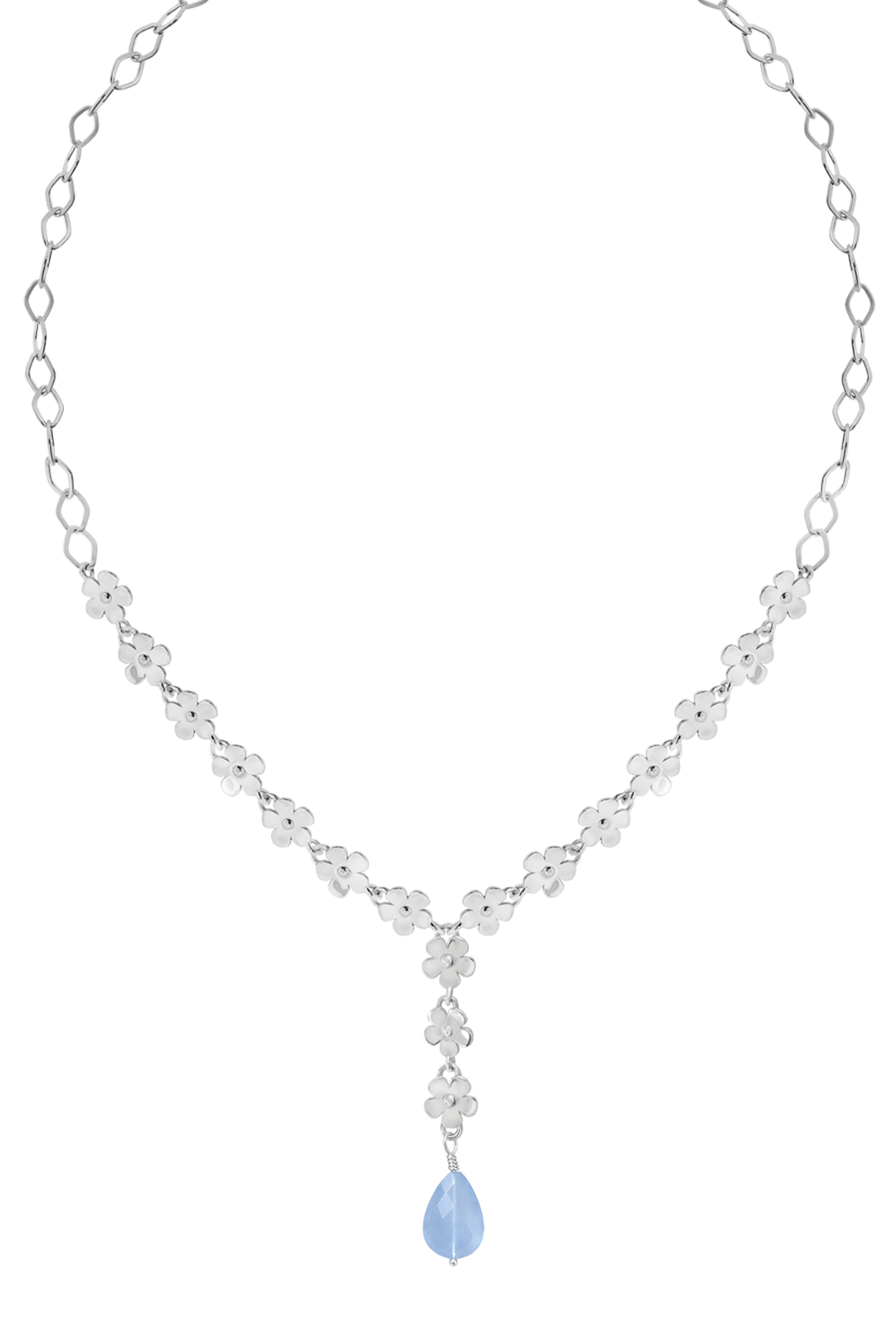 Lariat Plata 925 Linda Flores con Cuarzo Azul - Tanya Moss