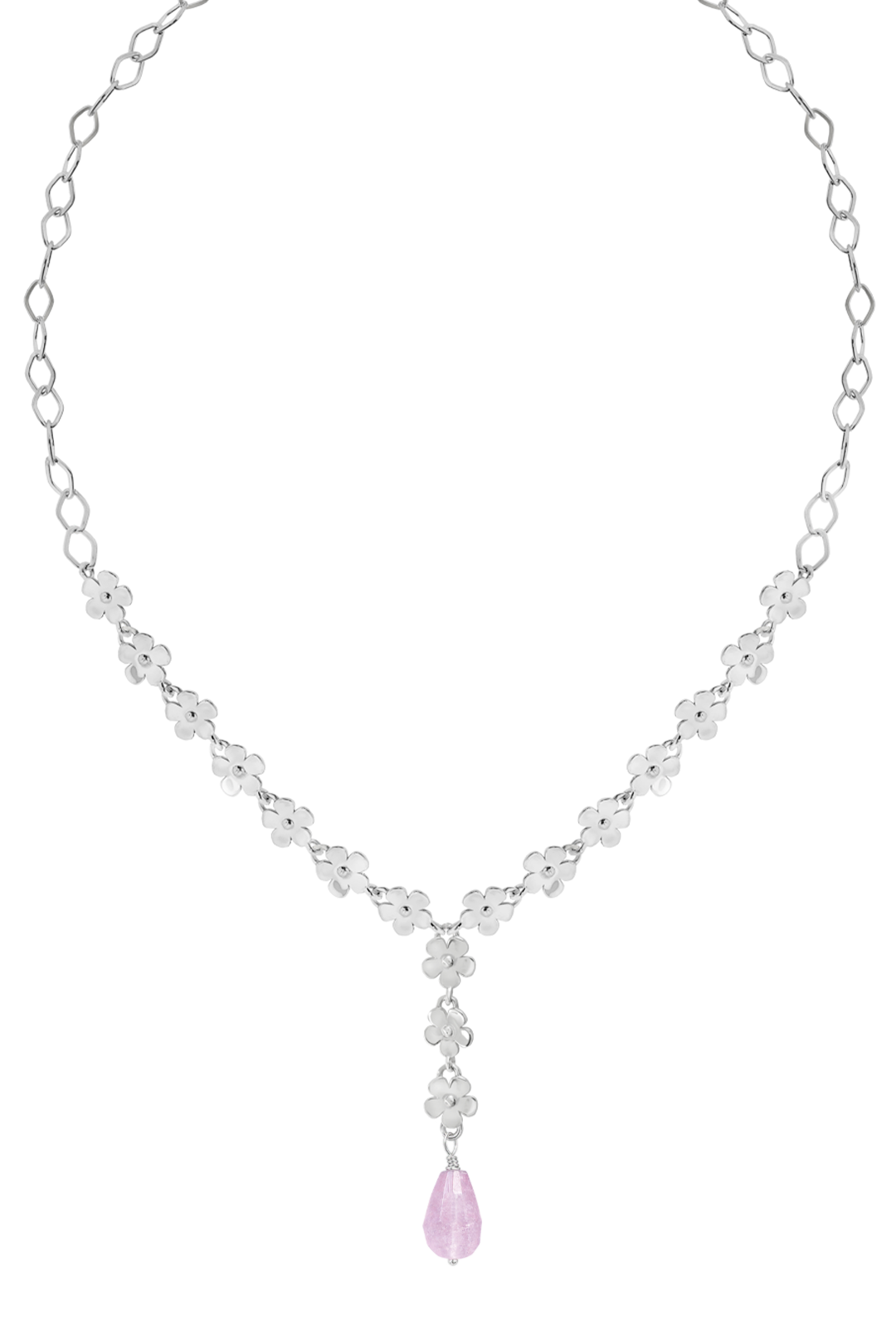 Collar Lariat Plata 925 Linda con Flores y Amatista - Tanya Moss