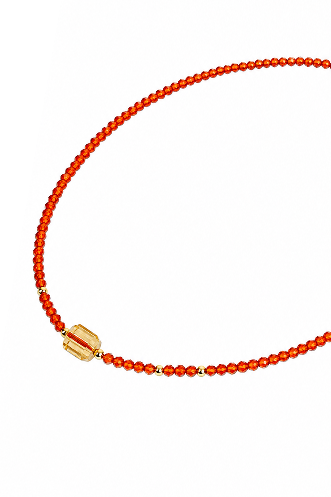 Collar Granate Naranja Y Cuarzo Limón
