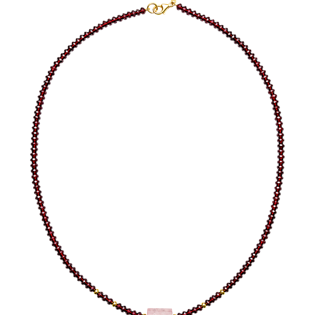 Collar Granate Y Cuarzo Rosa
