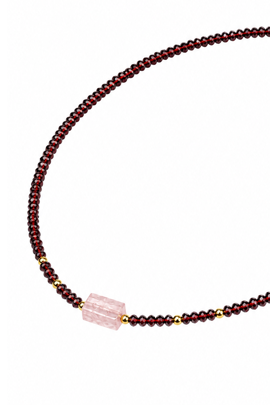 Collar Granate Y Cuarzo Rosa