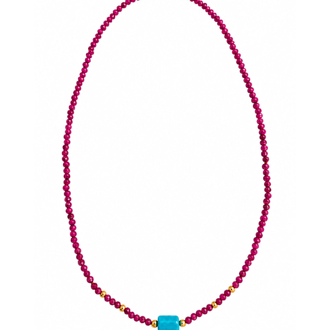 Collar Rubí Y Turquesa