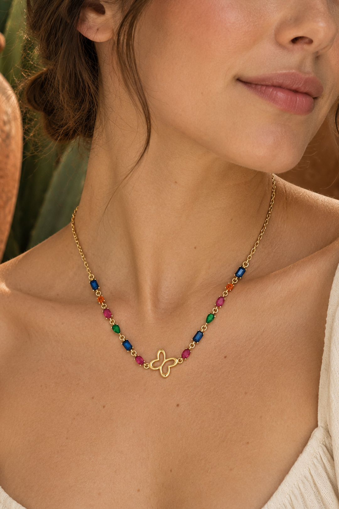 Collar Colores Con Mariposa