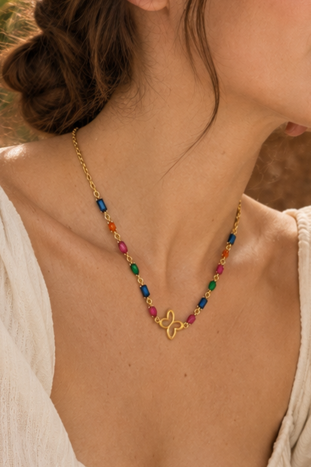 Collar Colores Con Mariposa