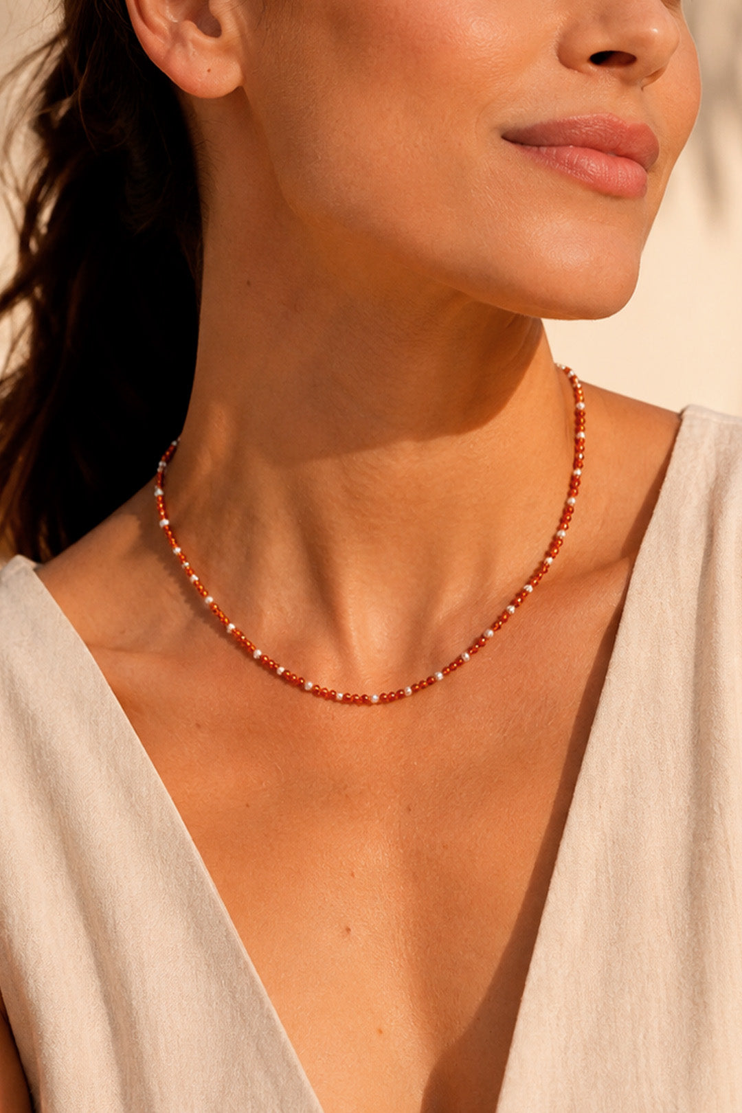 Collar Hesonita Y Perlas