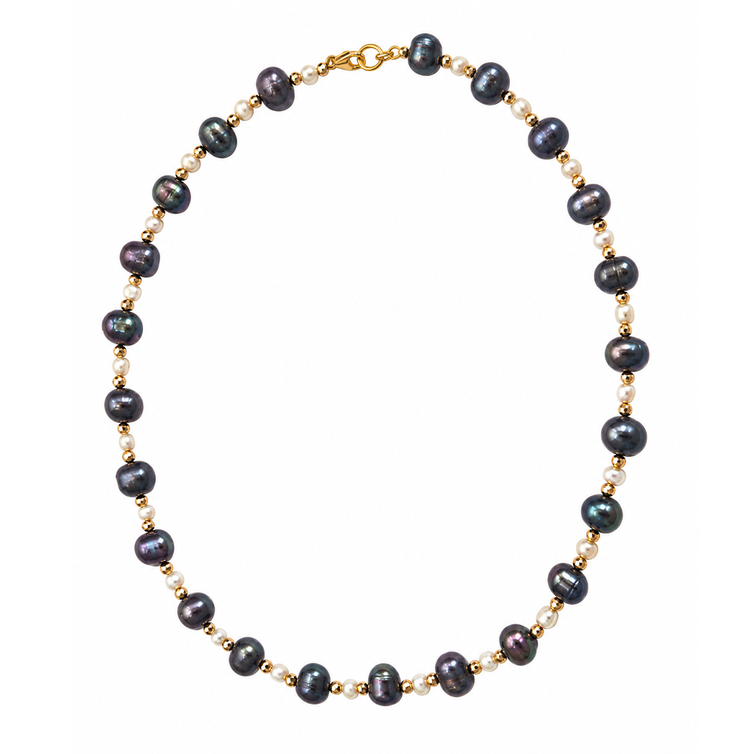 Collar Perlas Blancas y Moradas