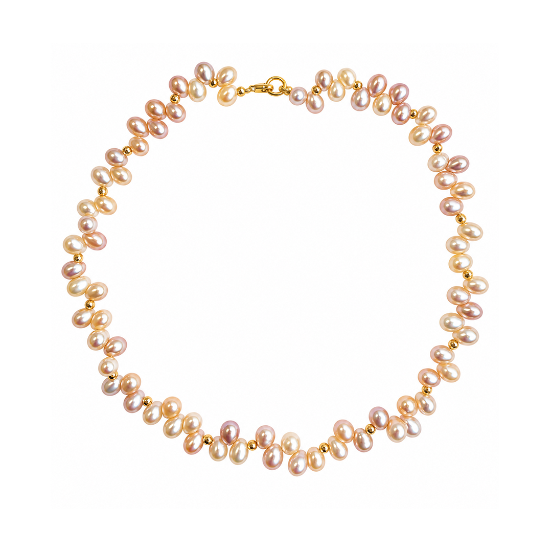 Collar Perlas Rosas Despeinadas