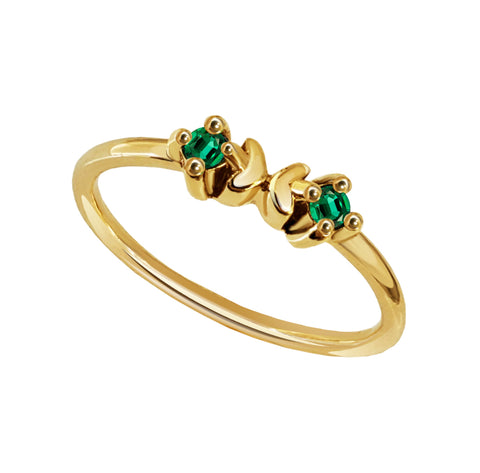 Anillo Mujer Oro 14K Oro Mariposa Esmeralda