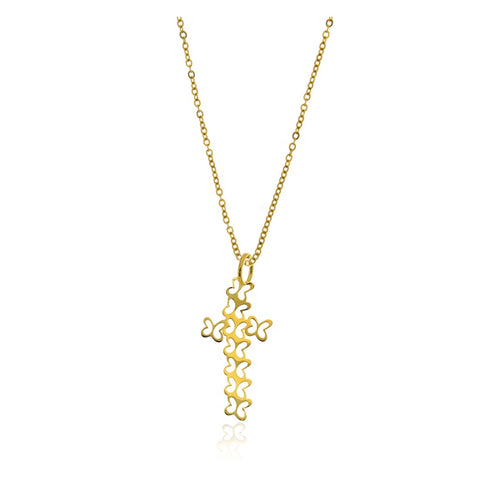 Dije Cruz Dorada De Maripositas Con Cadena