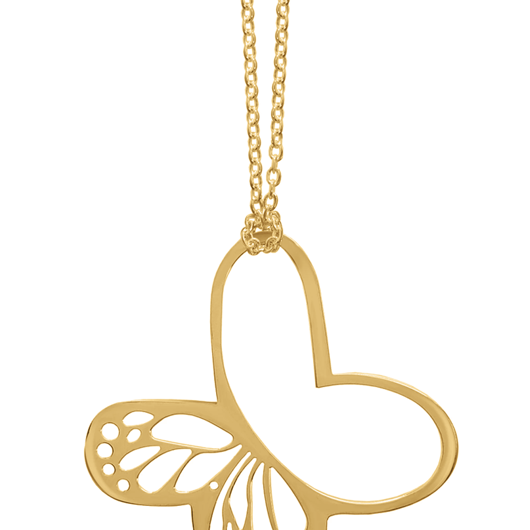 Dije Monarca Mediano Dorado Con Cadena Plata