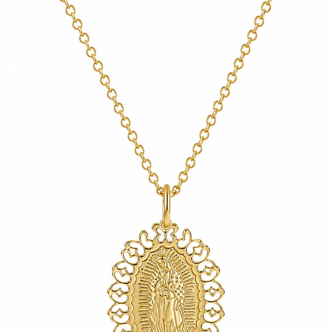 Dije Mujer Plata 925 Religioso Virgen Guadalupe Dorado - Tanya Moss