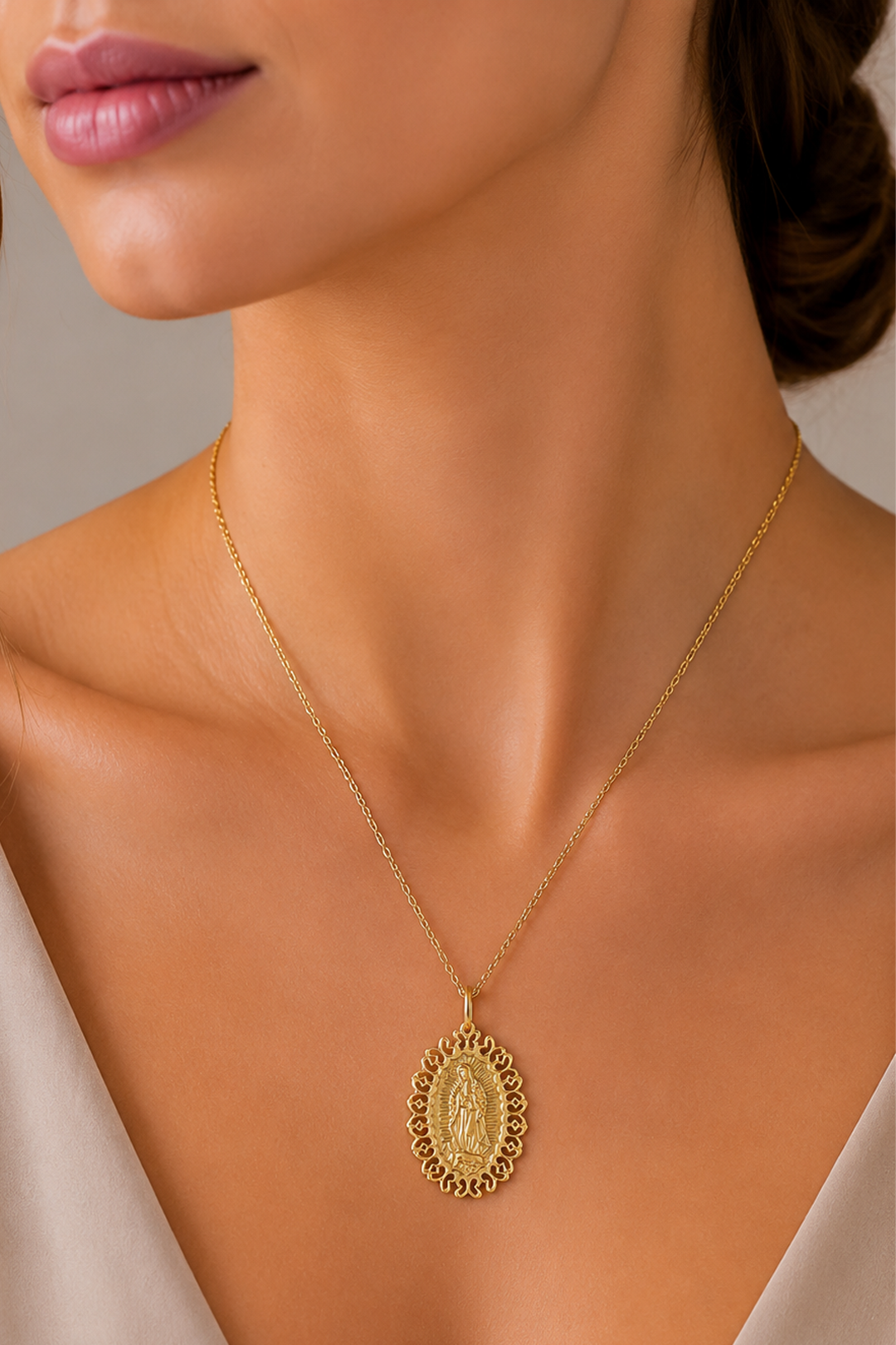 Dije Mujer Plata 925 Religioso Virgen Guadalupe Dorado - Tanya Moss