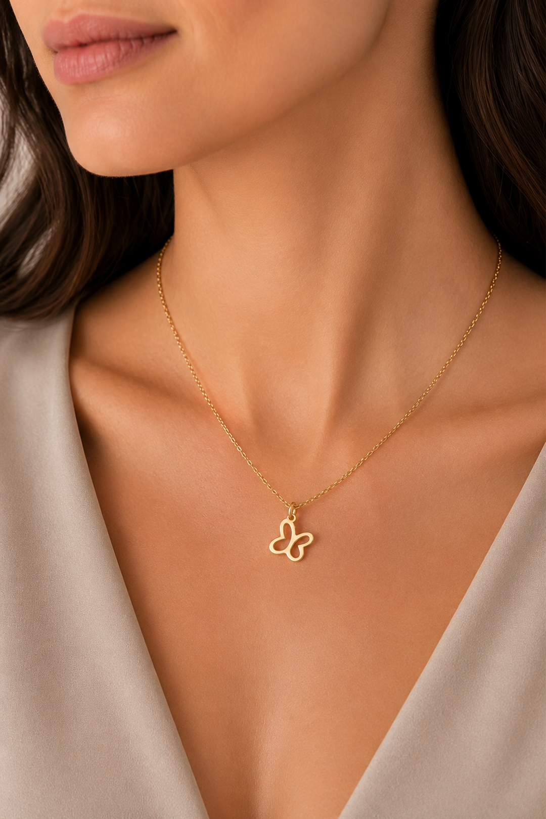Dije Mariposa Mini Con Cadenita De Plata Dorado