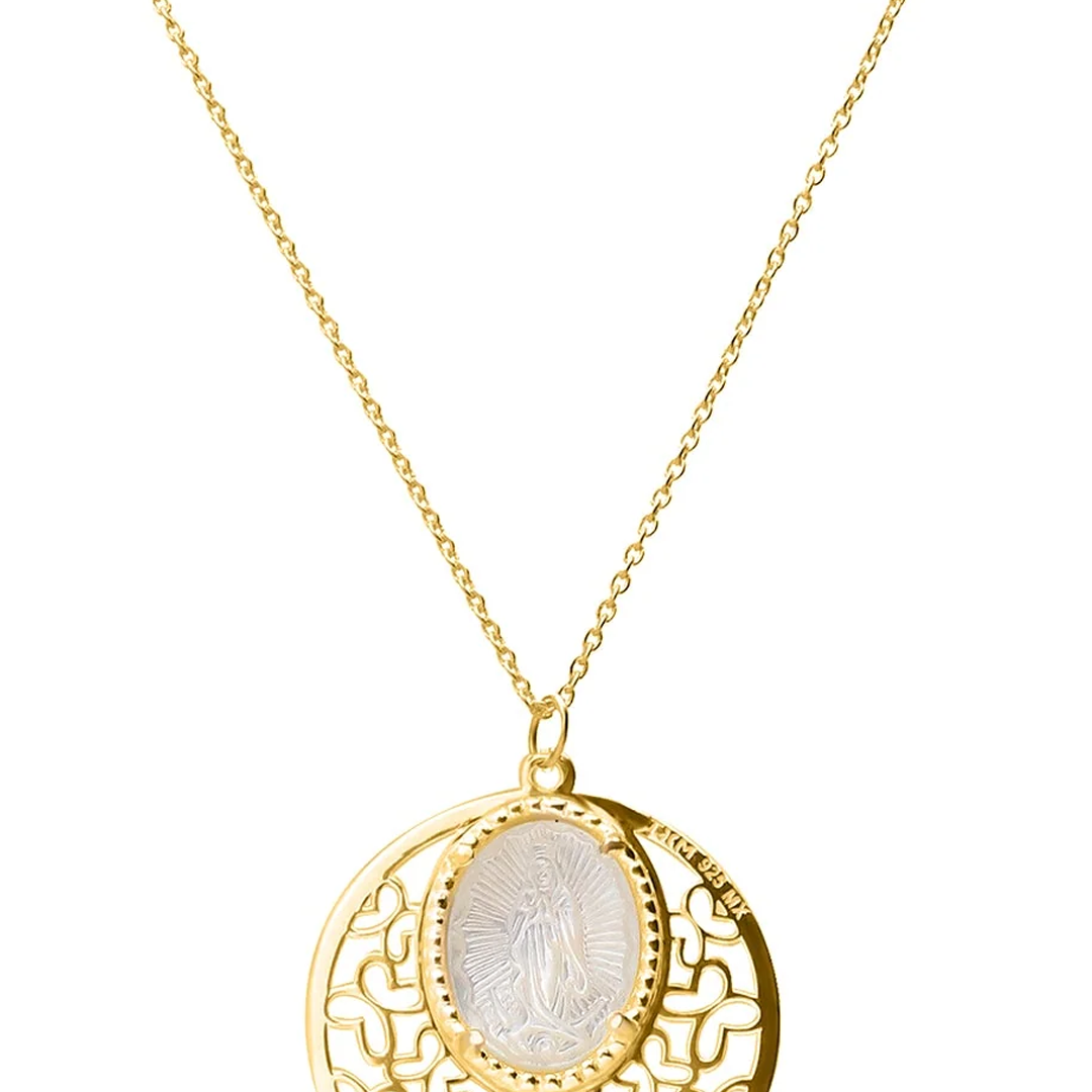 Dije Mujer Plata 925 Religioso Virgen Guadalupe Madre Perla Chico