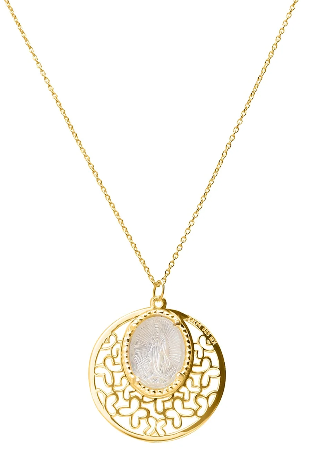 Dije Mujer Plata 925 Religioso Virgen Guadalupe Madre Perla Chico