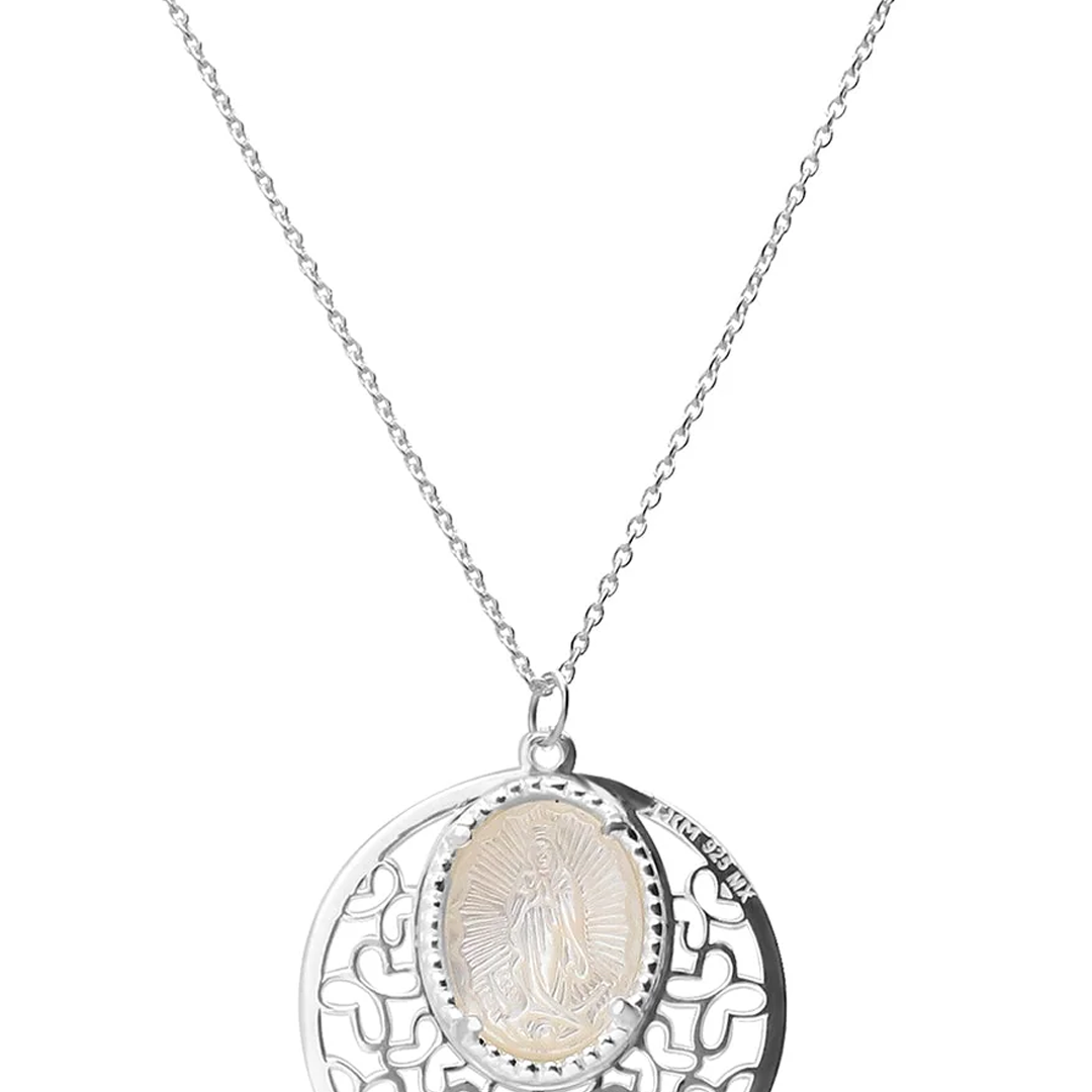 Dije Mujer Plata 925 Religioso Virgen Guadalupe Madre Perla Chico