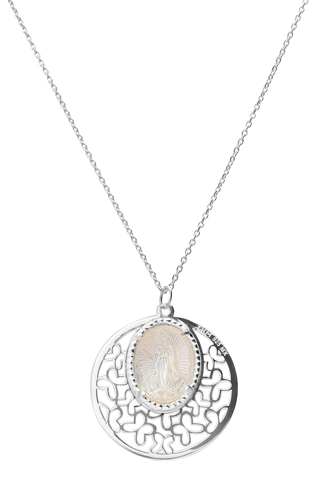 Dije Mujer Plata 925 Religioso Virgen Guadalupe Madre Perla Chico