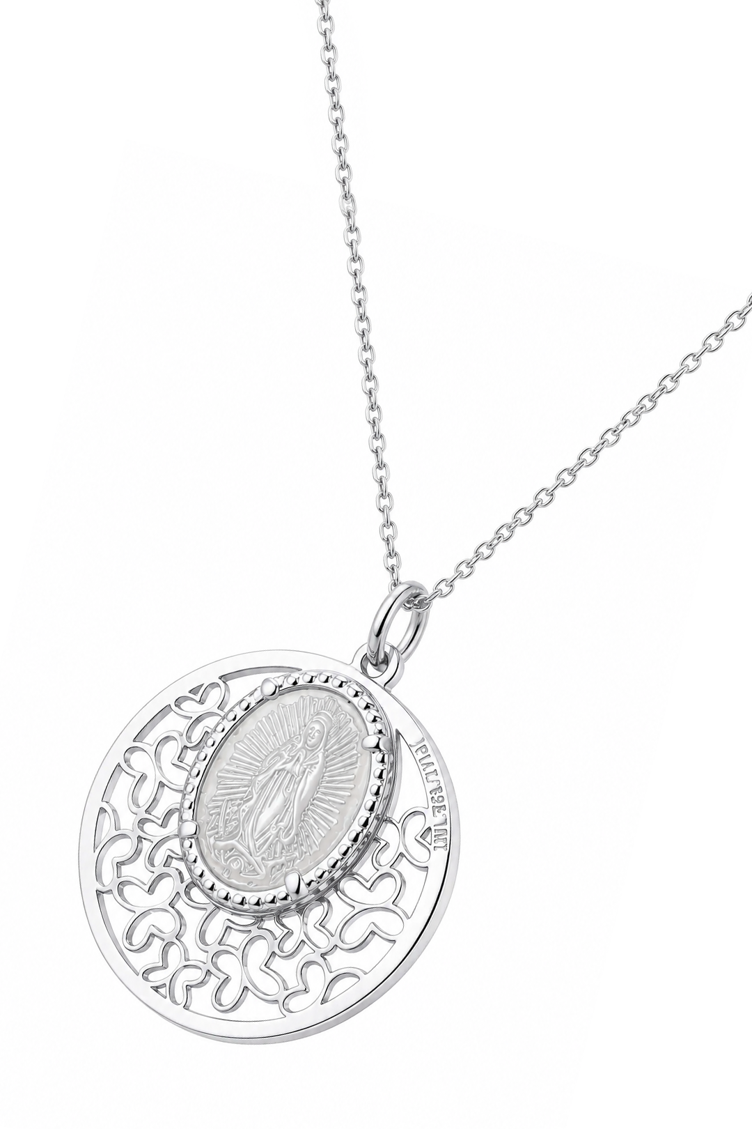 Dije Mujer Plata 925 Religioso Virgen Guadalupe Madre Perla Chico