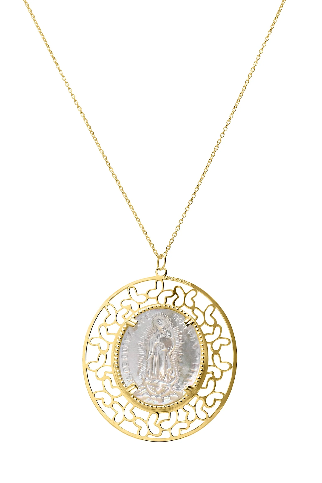 Dije Mujer Plata 925 Religioso Virgen Guadalupe Madre Perla Grande